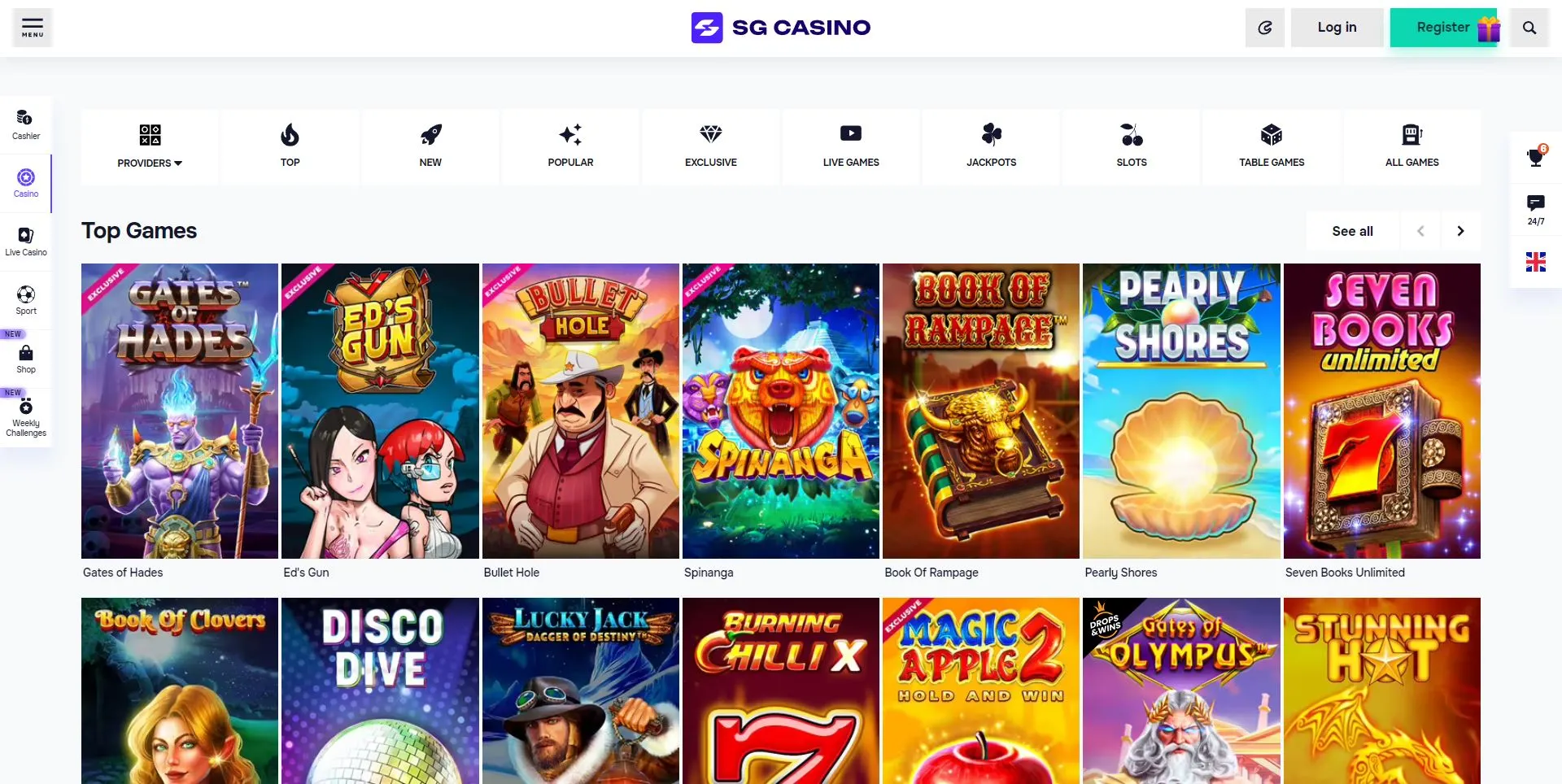 SG Casino – slotok és kaszinó játékok